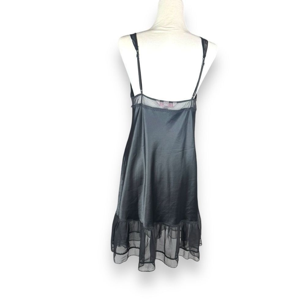 Victoria's Secret Black Satin Slip Dress with Lace Trim - Picture 2 of 15